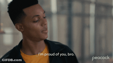 A Man Says I 'M Proud Of You Bro In A Peacock Ad GIF