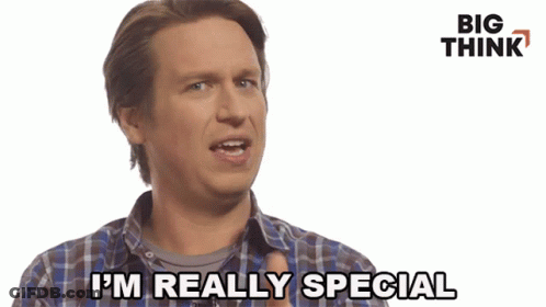 A Man Says I 'M Really Special In Front Of A White Background GIF