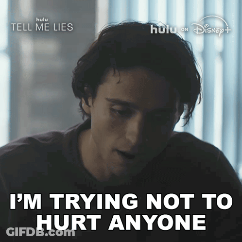 A Man Says " I 'M Trying Not To Hurt Anyone " In Front Of A Window GIF