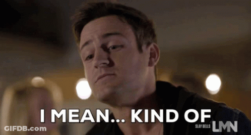 A Man Says I Mean Kind Of Lmn On A Screen GIF