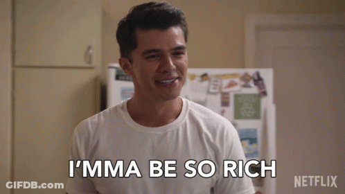 A Man Says I 'Mma Be So Rich In Front Of A Fridge GIF