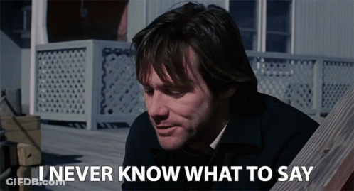 A Man Says I Never Know What To Say In Front Of A Building GIF