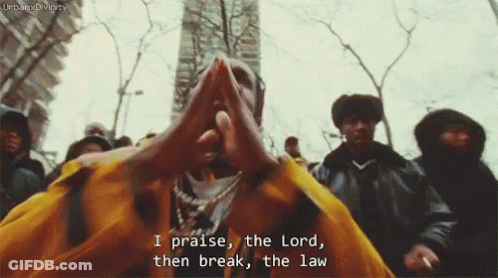 A Man Says I Praise The Lord Then Break The Law In Front Of A Crowd Of People GIF