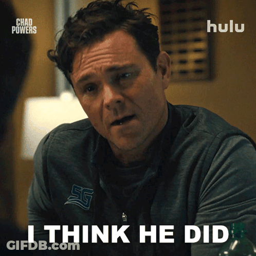 A Man Says I Think He Did In Front Of A Hulu Logo GIF