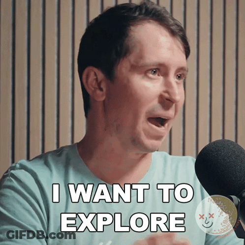 A Man Says I Want To Explore While Talking Into A Microphone GIF