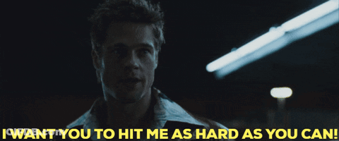 A Man Says " I Want You To Hit Me As Hard As You Can " In A Dark Room GIF