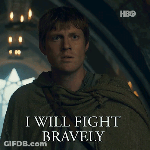 A Man Says I Will Fight Bravely With A Hbo Logo In The Background GIF