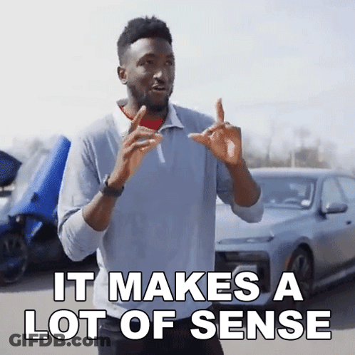 A Man Says It Makes A Lot Of Sense In Front Of Cars GIF