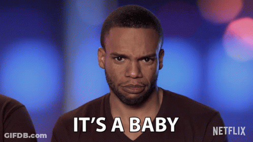 A Man Says " It 'S A Baby " In Front Of A Netflix Logo GIF