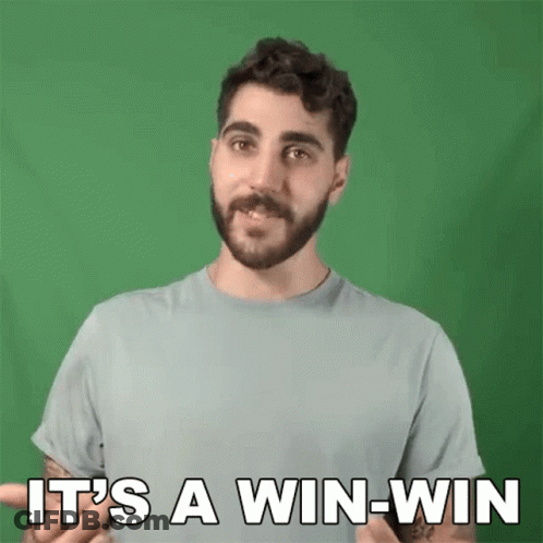 A Man Says It 'S A Win-Win In Front Of A Green Background GIF