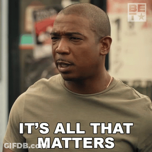 A Man Says It 'S All That Matters While Wearing A Grey Shirt GIF
