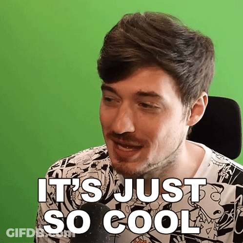 A Man Says " It 'S Just So Cool " In Front Of A Green Background GIF