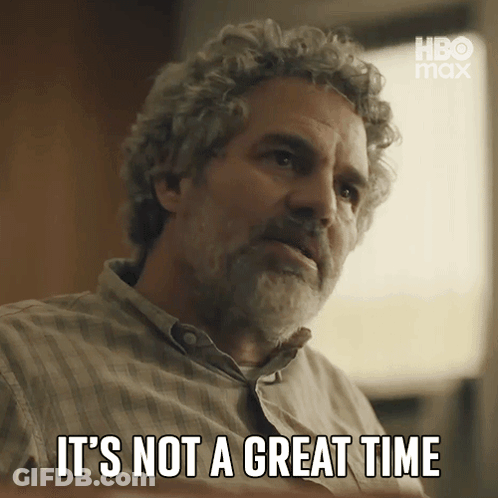 A Man Says It 'S Not A Great Time In Front Of A Hbo Logo GIF