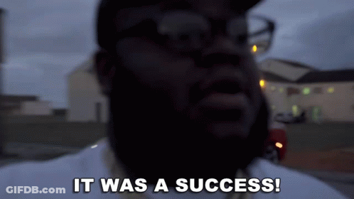 A Man Says It Was A Success In Front Of A House GIF
