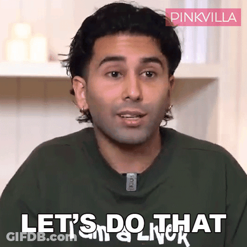 A Man Says Let 'S Do That In Front Of A Pinkvilla Logo GIF