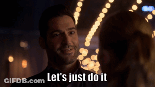 A Man Says " Let 'S Just Do It " While Looking At A Woman GIF