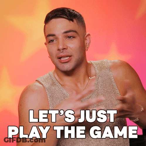 A Man Says " Let 'S Just Play The Game " While Wearing A Gold Tank Top GIF