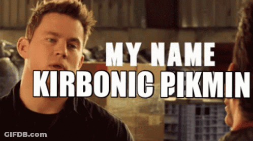 A Man Says My Name Kirbonic Pikmin In Front Of Another Man GIF