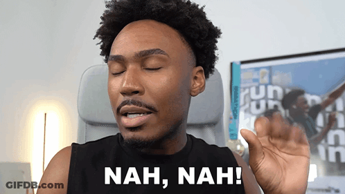 A Man Says Nah Nah In Front Of A Picture Of A Basketball Player GIF