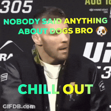 A Man Says Nobody Said Anything About Dogs Bro GIF