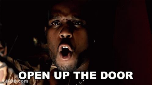 A Man Says Open Up The Door In A Video GIF