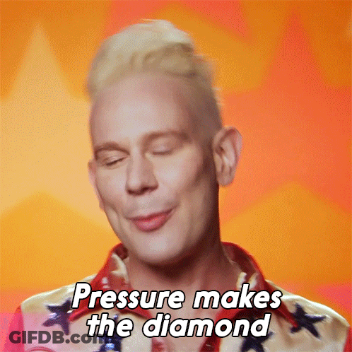 A Man Says Pressure Makes The Diamond While Wearing A Red White And Blue Shirt GIF