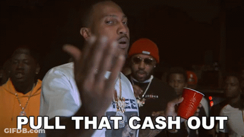 A Man Says Pull That Cash Out In Front Of A Crowd Of People GIF
