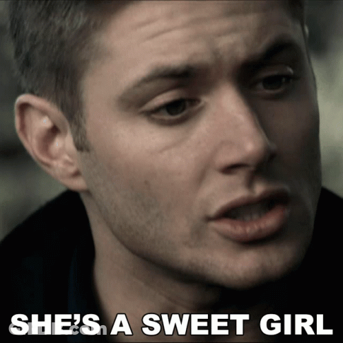 A Man Says She 'S A Sweet Girl Next To A Picture Of His Face GIF