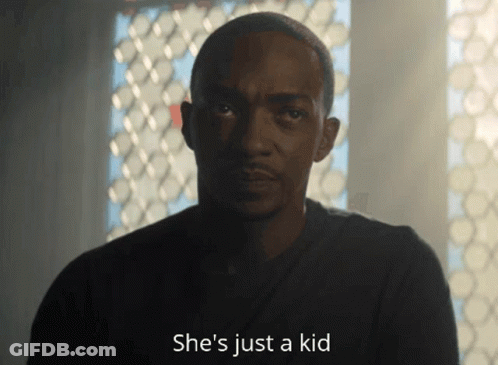 A Man Says She 'S Just A Kid And Looks At The Camera GIF