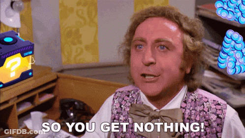 A Man Says So You Get Nothing In Front Of A Box With A Question Mark On It GIF