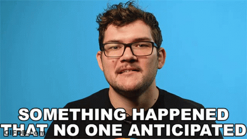 A Man Says Something Happened That No One Anticipated On A Blue Background GIF