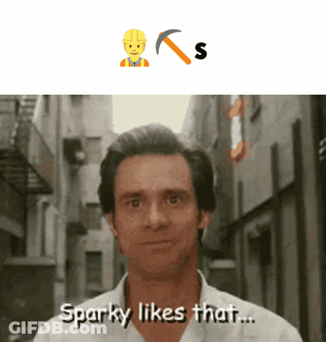 A Man Says Sparky Likes That In Front Of A Construction Worker Emoji GIF