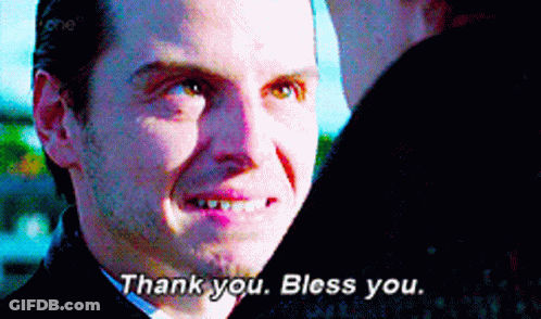 A Man Says Thank You Bless You In A Close Up Of His Face GIF