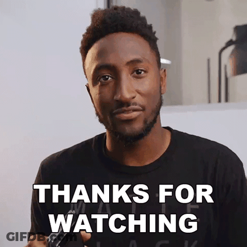 A Man Says Thanks For Watching In A Black Shirt GIF