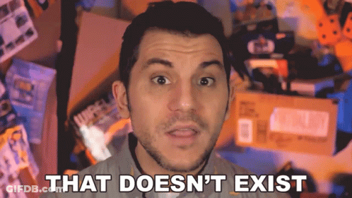 A Man Says " That Does N't Exist " In Front Of A Pile Of Boxes GIF