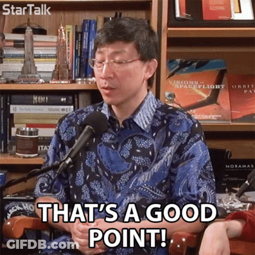 A Man Says That 'S A Good Point While Sitting In Front Of A Microphone GIF