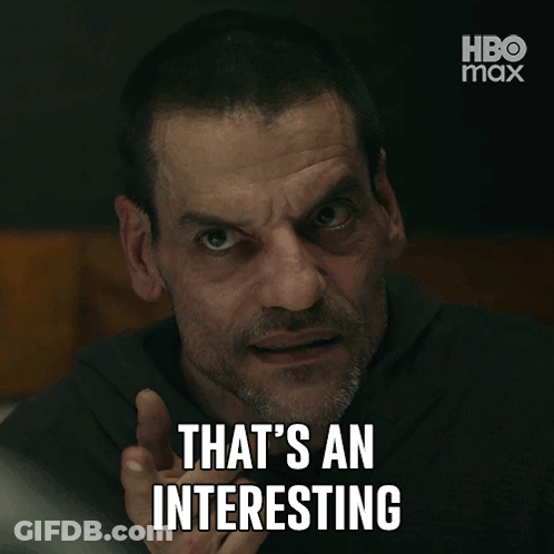 A Man Says That 'S An Interesting While Pointing GIF