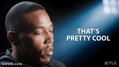 A Man Says That 'S Pretty Cool In Front Of A Blue Background GIF