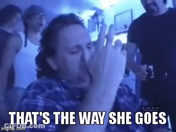 A Man Says That 'S The Way She Goes In A Crowded Room GIF