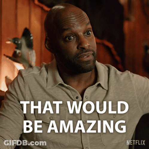 A Man Says That Would Be Amazing With A Netflix Logo Behind Him GIF