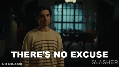 A Man Says There 'S No Excuse While Wearing A Striped Shirt GIF