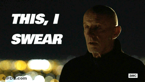A Man Says " This I Swear " In White Letters On A Black Background GIF