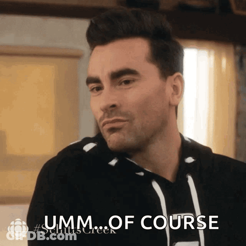 A Man Says " Umm Of Course " While Wearing A Black And White Hoodie GIF
