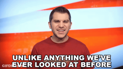 A Man Says " Unlike Anything We 'Ve Ever Looked At Before " In Front Of An American Flag GIF