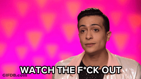 A Man Says " Watch The F * Ck Out " While Wearing A Pink Jacket GIF