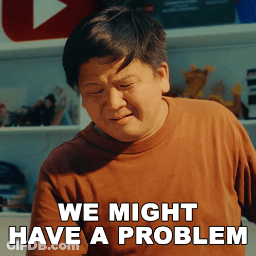 A Man Says We Might Have A Problem While Looking Down GIF