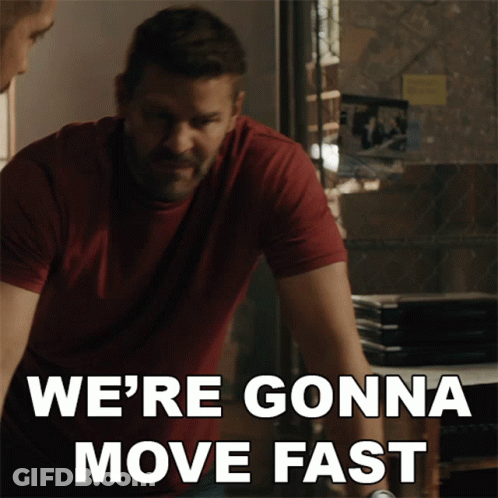 A Man Says " We 'Re Gonna Move Fast " In Front Of A Window GIF