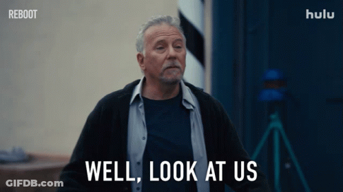 A Man Says " Well Look At Us " In A Hulu Ad GIF