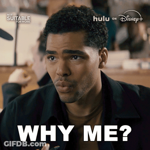 A Man Says " Why Me " In A Disney Ad GIF