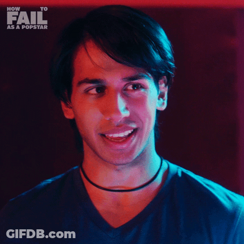 A Man Says Yeah It 'S Fun In Front Of A How To Fail As A Popstar Logo GIF